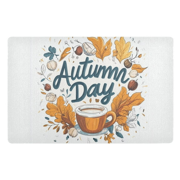 Yayeee Doormat for Indoor Entrance 32" x 20" Non Slippery Floor Rug, Autumn Day with Cocoa Pattern