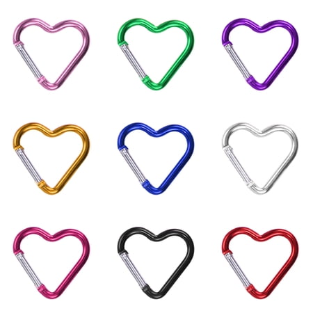 9pack Heart Pattern Carabiner Hook Climbing Carabiner Sports Carabiner for Key and Gear
