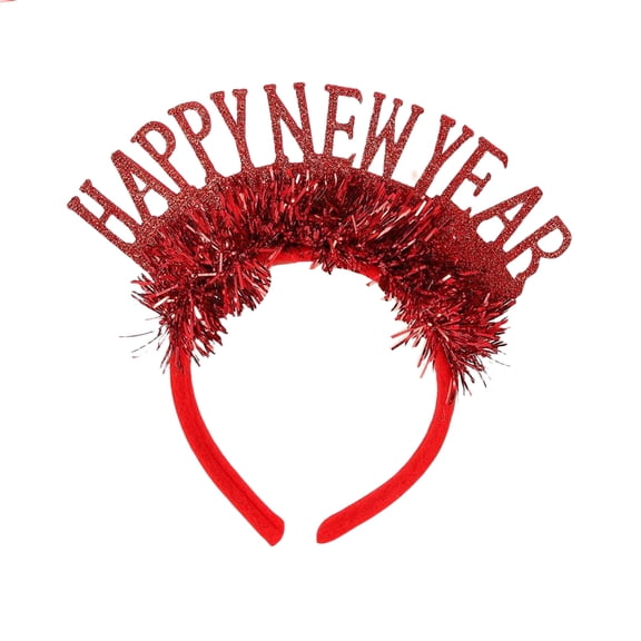 Happy New Year Headband New Year Props Headwear Christmas Party Hairhoop Festival Celebration Sequined Party Headpiece