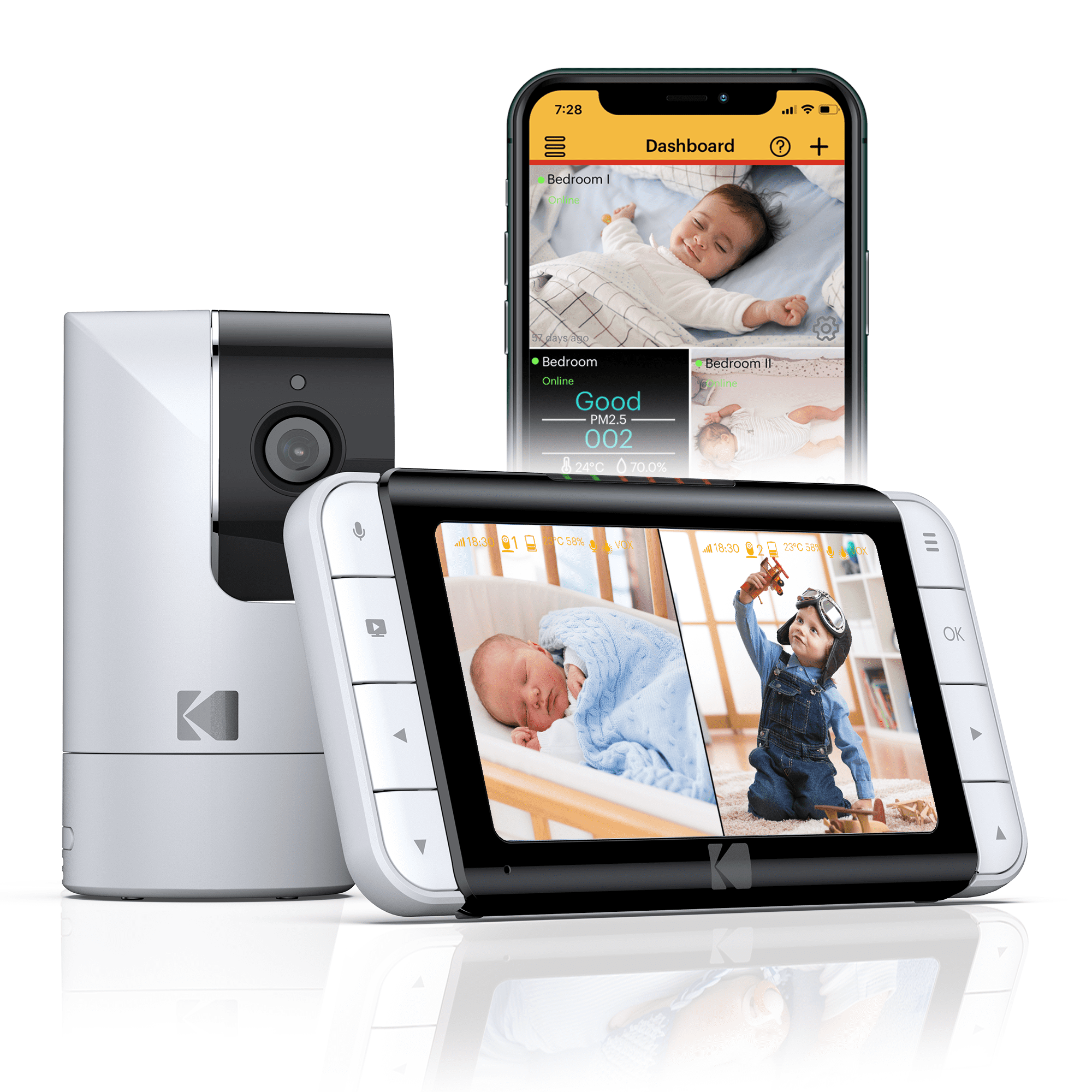 Kodak C525 WiFi Video Baby Monitor with Full Room View, Parent Unit for