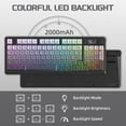 thumbnail image 7 of FREEWOLF M96 Wireless Gaming Keyboard Creamy Membrane with Rainbow Backlight,Media Knob,LCD Screen,Dual Mode-Bluetooth/2.4Ghz,Ball Shape PBT Keycap 94 Key..., 7 of 7