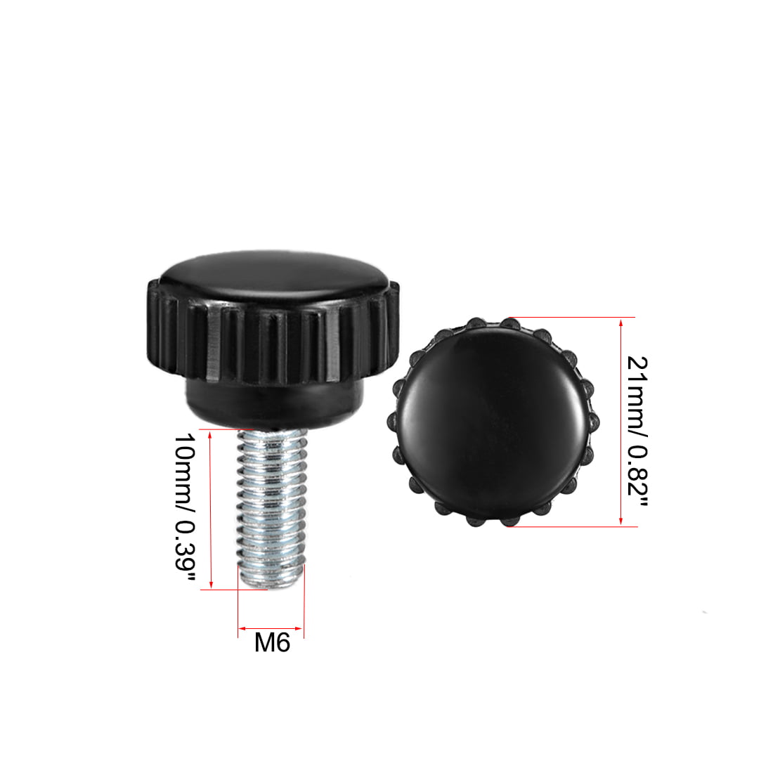 uxcell M6 x 25mm Male Thread Knurled Clamping Knobs Grip Thumb Screw on Type 10 Pcs 