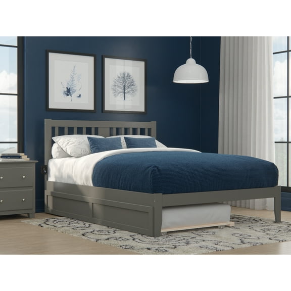 AFI Tahoe 14" Queen Wood Platform Bed Frame with Twin-XL Trundle, Grey