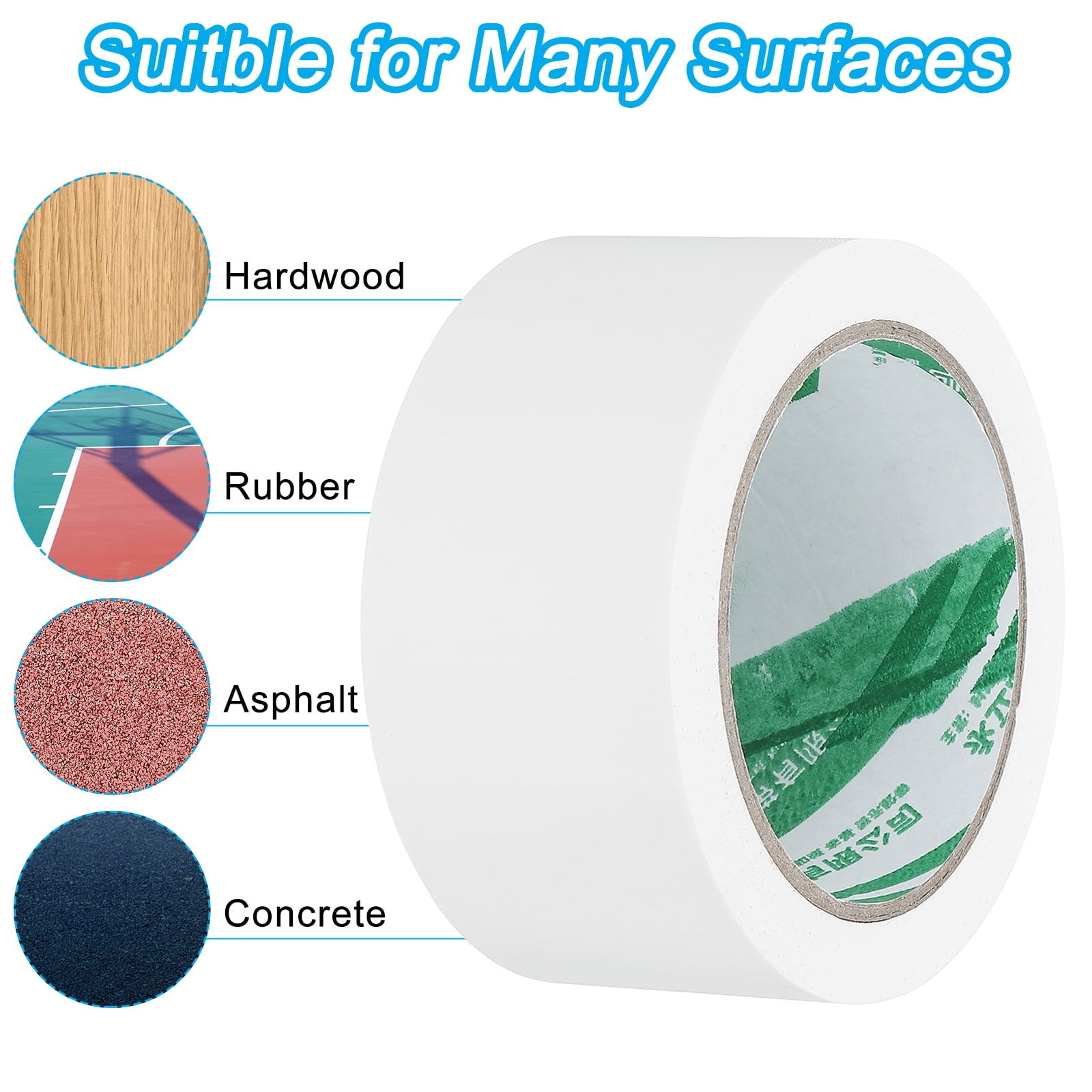 Uxcell Pickleball Ball Court Marking Tape 66ft, Marking Edge Guard Ultra-Adhesive Tape, White 4 Pcs