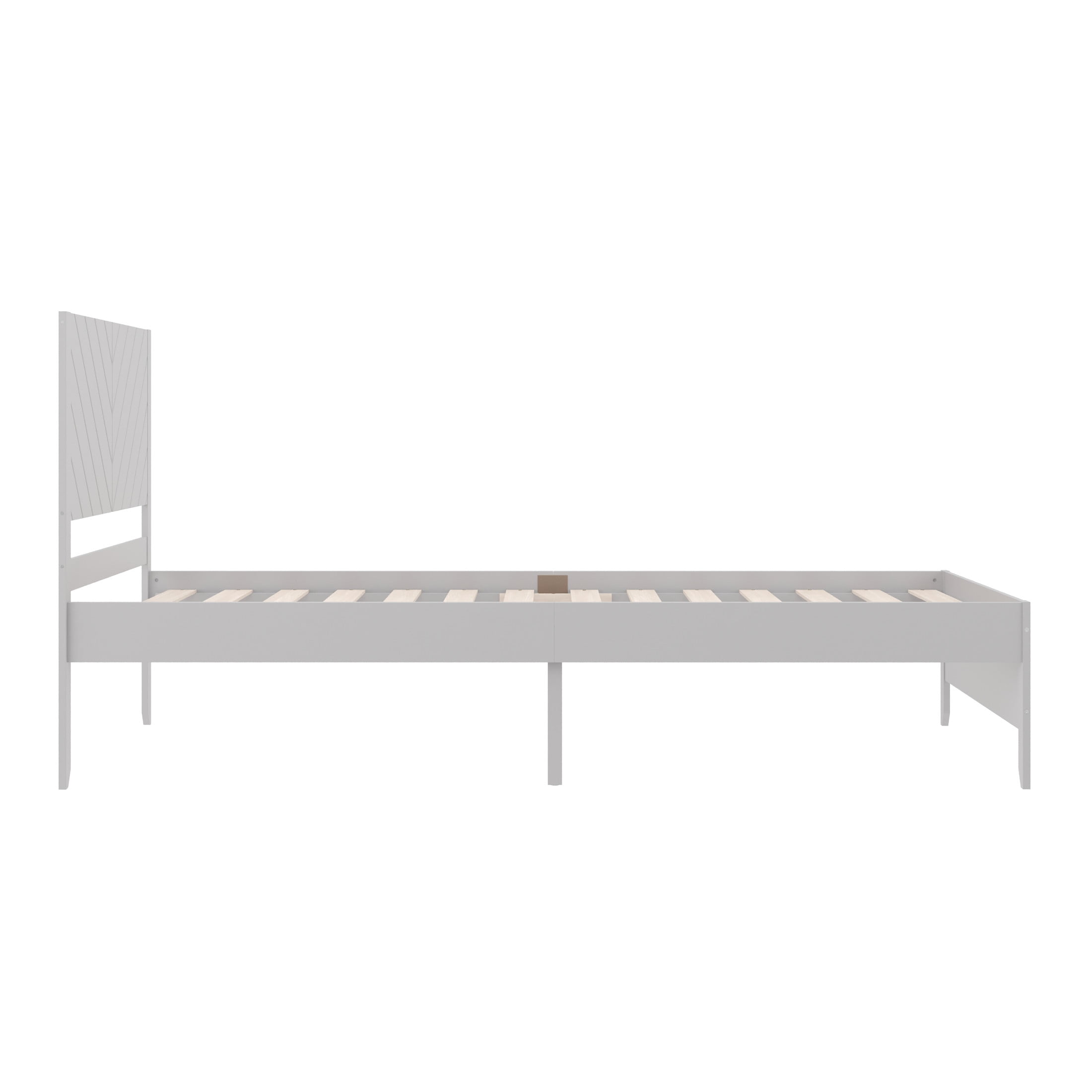 Buzz & Bloom Kids Twin-Size Platform Bed with Panel Headboard and Footboard, Gray