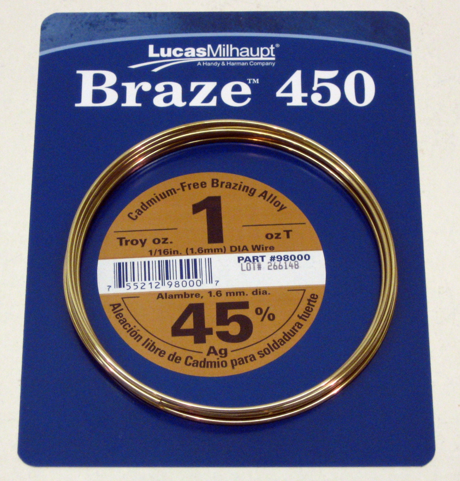 98000 Lucas Milhaupt Silvaloy Braze 450 45 Silver Solder 1 Ounce