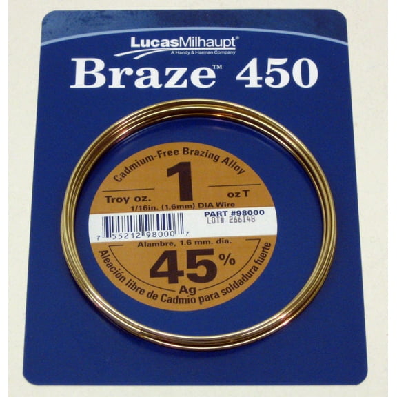 98000 Lucas Milhaupt Silvaloy Braze 450 45 % Silver Solder 1 Ounce Brazing Alloy