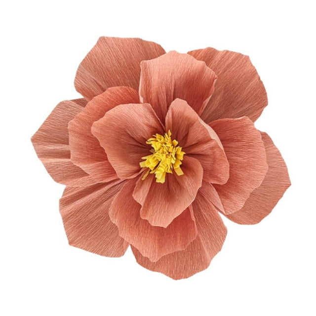 Xiao Hua 6 flores de papel crepé de 20 cm para decoración de pared, bodas, fondos florales, baby shower, fiestas de cumpleaños, fotos, arcos, guarderías, rosa loto.