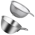 thumbnail image 2 of 1 juego de colador y escurridor de acero inoxidable con cuenco para lavar arroz, colador y tamiz de metal., 2 of 8