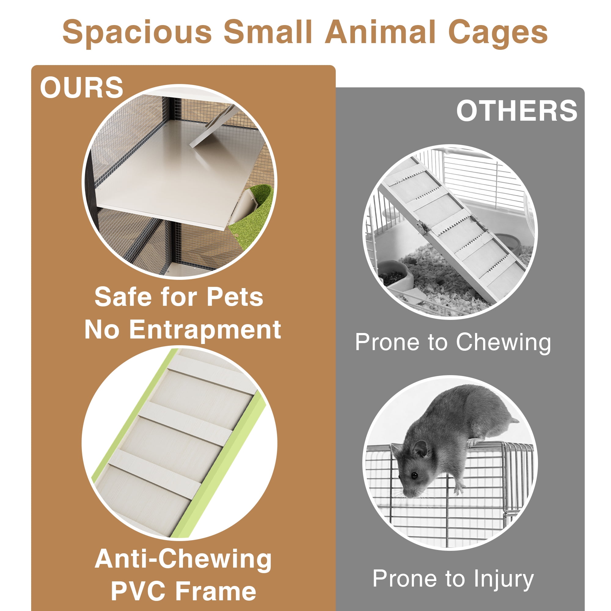 Strafriture  Large Chinchilla Cage, 55.1"H 4 Levels Ferret Cage with Chew-Proof Edges, PVC Platforms, Rolling Wheels & Ramp for Hamster, Rat, Gerbil