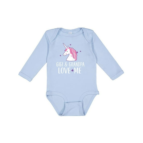 Inktastic Gigi and Grandpa Love Me Unicorn Grandchild Girls Long Sleeve Baby Bodysuit