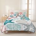 thumbnail image 3 of Twin Quilt Set 68''x86'', Red Teal Starfish Coastal Lightweight Summer Bedspread Coverlet Set with 2 Pillow Shams, Summer Beach Nautical Coral Sea Breathable All Season Quilt Bedding for Dorm/Bedroom, 3 of 9