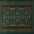 thumbnail image 1 of Ahgly Company Machine Washable Indoor Square Persian Turquoise Blue Traditional Area Rugs, 5' Square, 1 of 4