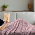 thumbnail image 3 of Love Soft Flannel Fleece Throw Blanket, Romantic Doodle Style Pattern Winged Striped Hearts Arrows Abstract, Cozy Plush for Indoor and Outdoor Use, 70" x 90", Coral Pink Pale Yellow, by Ambesonne, 3 of 5