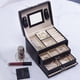 thumbnail image 2 of Joyero, Caja De Almacenamiento De Joyas De Cuero Pu De 3 Capas con Espejo Y Cerradura, Tipo Cajón, Utilizado para Guardar Anillos, 2 of 5