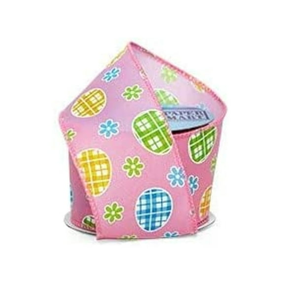 2.5" Wide Easter Eggs Pink Wired Ribbon - 10 Yards (566012503)