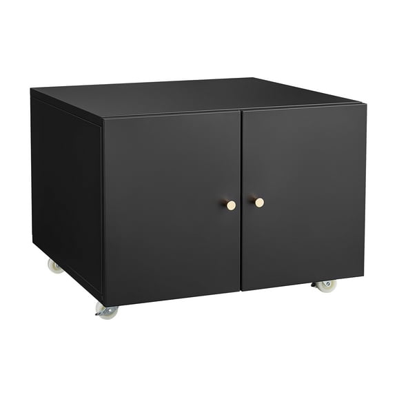 OUDOSPRS Contemporary Black Copier Cabinet, 2-Door Steel Mobile Printer Stand with Pedestal Base for Office Organization