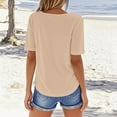 thumbnail image 3 of Fmbrln Womens Summer Basic Short Sleeve Tops Fashion Crew Neck Casual Loose Solid Color T-Shirts Soft Comfy Tees Beige 2XL, 3 of 5