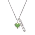 thumbnail image 1 of Delight Jewelry Silvertone Lime Green Giraffe Print Heart Silvertone Forever Bar Charm Necklace, 23", 1 of 4