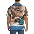 thumbnail image 7 of Goofa Playful Cat Printed Men's Casual Short-sleeved Shirt,Lightweight Breathable Button-down,Summer Casual men's top,Versatile Fashion shirt-Small, 7 of 7