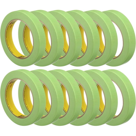 3M 233  Green Masking Tape 26334, 0.75" x 60.1 yd, Pack of 12 Rolls – High-Performance Automotive and Industrial Painter's Tape