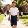 thumbnail image 4 of Frnrwgo Boys Cargo Shorts with Pockets Lightweight Elastic Waist Big Kids Youth Spring Summer Casual Sports Bottoms, 4 of 5