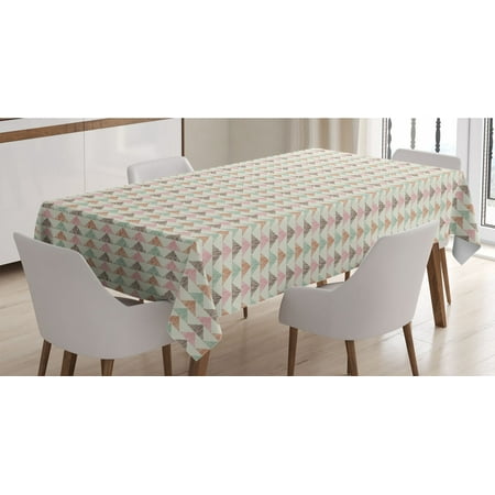 

Geometric Tablecloth Horizontal Curved Stripes with Triangles Abstract Illustration Scribble Shapes Rectangle Satin Table Cover for Dining Room and Kitchen 52 X 70 Multicolor by Ambesonne