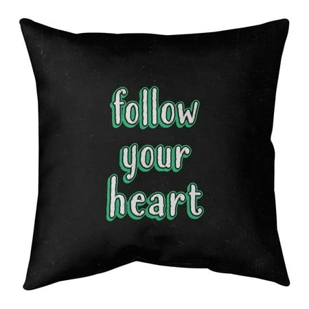 UPC: 0670507529788 | ArtVerse Quotes Follow Your Heart Quote Chalkboard Style Pillow (w/Rmv Insert)-Spun Poly 18 x 18 Large
