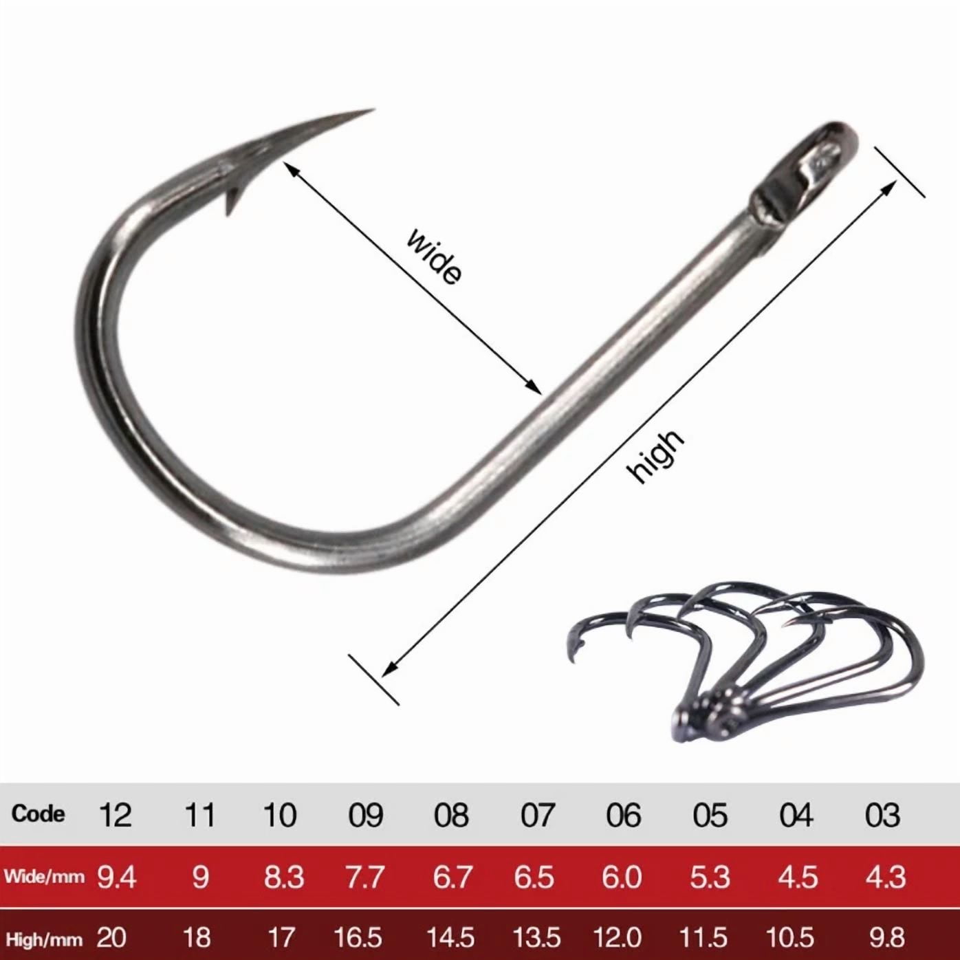 500Pcs/Set 10 Sizes 3-12# Fish Fishing Sharpened Barbed Hooks Fishhooks Set