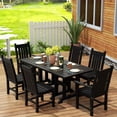 thumbnail image 2 of WestinTrends Malibu Outdoor Patio Dining Set for 6, All Weather Poly Lumber Patio Furniture Set, 71" Farmhouse Dining Table Set with Umbrella Hole and 6 Patio Chairs, Black, 2 of 7