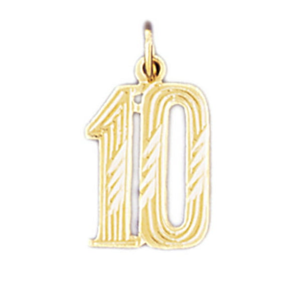 14K Yellow Gold 10, Ten Pendant - 19 mm