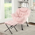 thumbnail image 4 of YYAo Accent Chairs,Modern Accent Chair with Folding Footrest and Head Pillow-Pink, 4 of 10