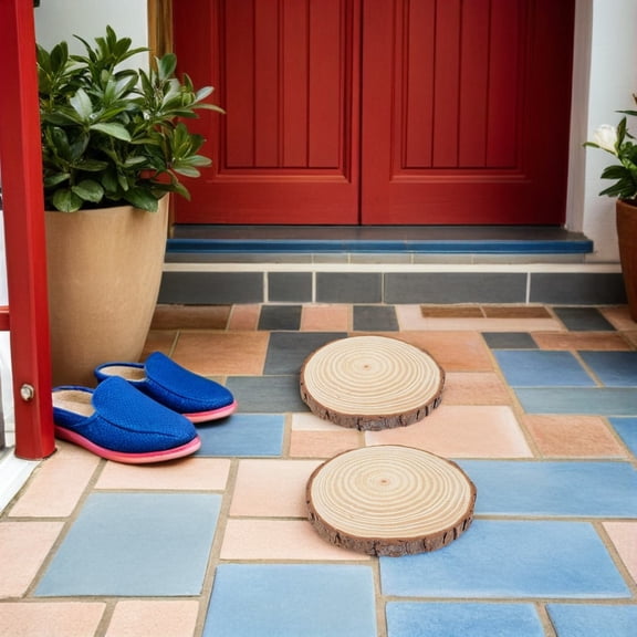 LOLIPPYY Beige Decorative Garden Wood Stepping Stone for Outdoor Lawn Pathway and Yard Use
