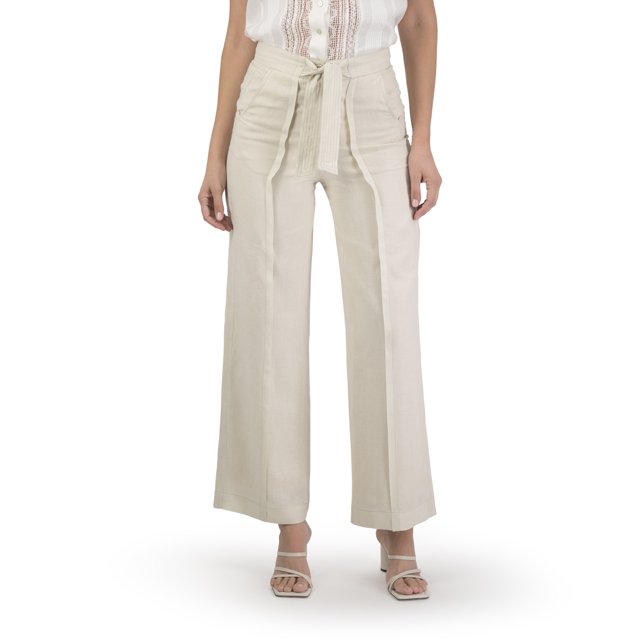 Pantalon Largo 32 100% Lino Color Crema 30