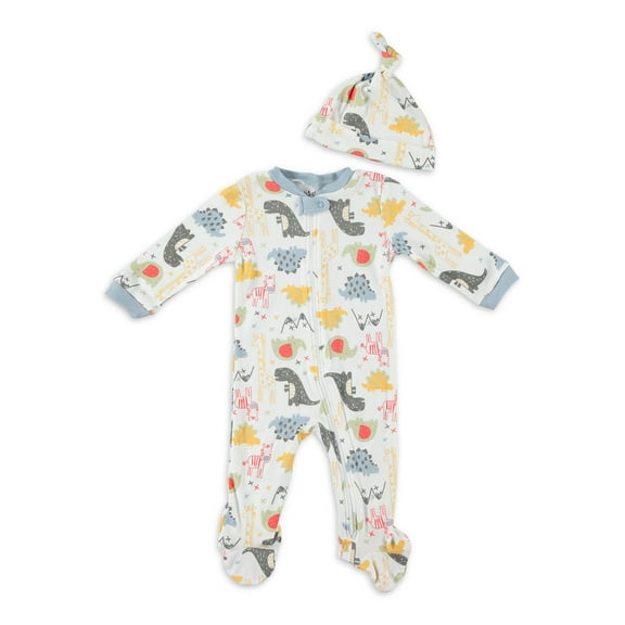 ChickPea Baby Boy 2PC Footed Coverall Set W/ Zipper Newborn-9 Months