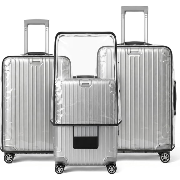3 Pieces Luggage Cover Protectors – Clear PVC Suitcase Covers Set for 20" 24" 28" Luggage, Waterproof Protective Covers for Travel (TSA Friendly)