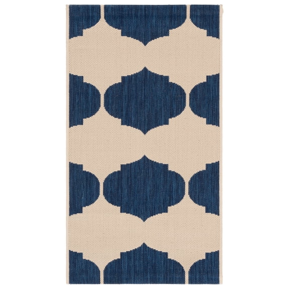 Safavieh Courtyard Elwyn Geometric Indoor/Outdoor Area Rug, Beige/Navy, 2' x 3'7"