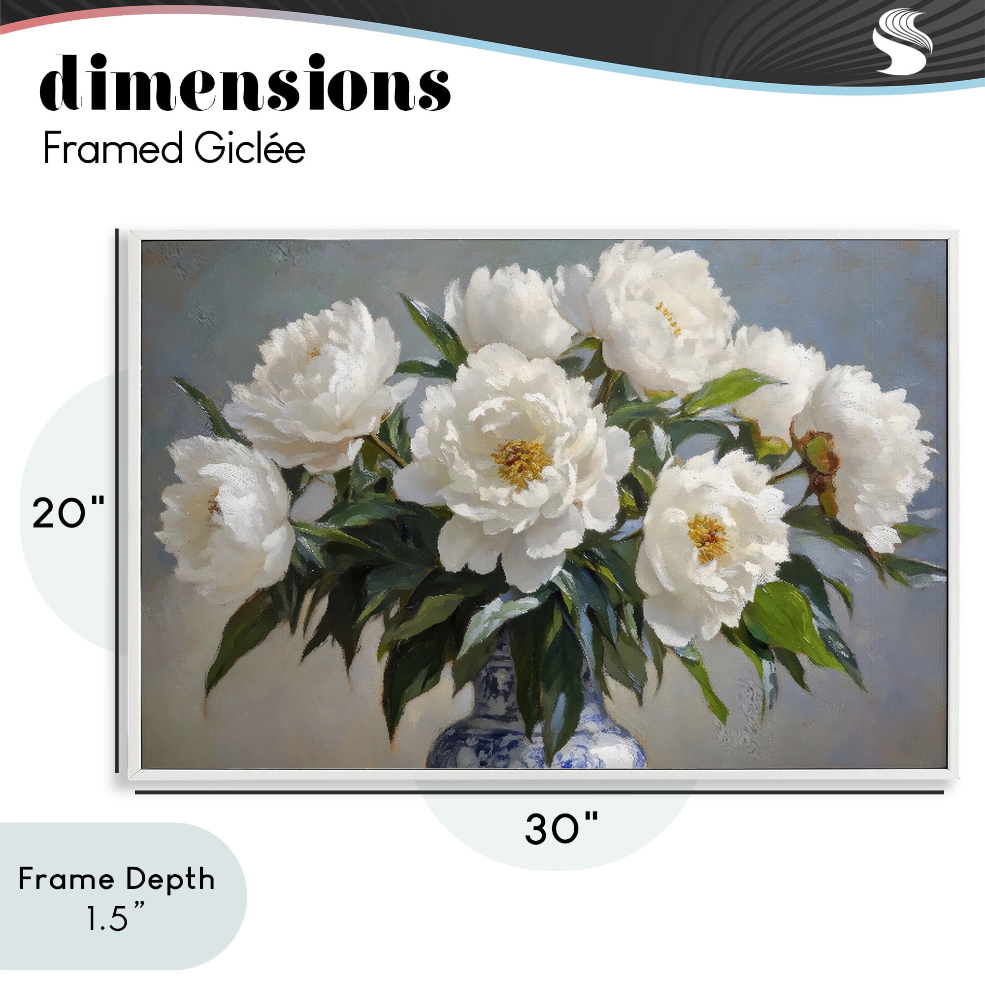 Stupell Industries In Full Bloom White Peonies White Framed Giclee Art, design by Petal Prints Design