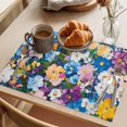 thumbnail image 3 of Spring Wildflowers Placemats Set of 6, Bright Oil Painting Gradient Blue Pink Purple Floral Non-Slip Place Mats Washable Table Mats for Kitchen Dining Table Decorations Indoor/Outdoor, 3 of 9