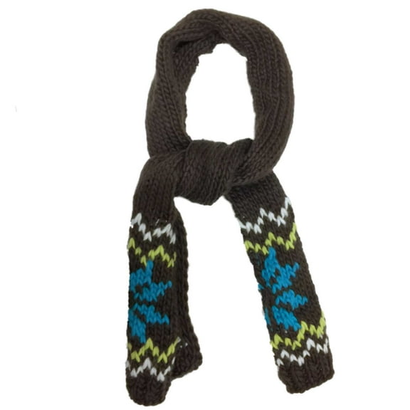 Womens Brown & Blue Acrylic Cable Knit Neck Scarf