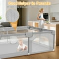 thumbnail image 3 of Baby Playpen 74x50x27 Inch with 2 Handles and Carry Bag, Grey, 3 of 6