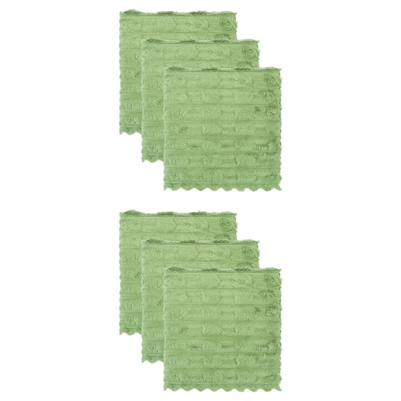 Unique Bargains 6 Pack Microfiber Streak Free Cloths Dark Dark Green 12"x12"