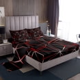 thumbnail image 1 of YST Geometric Fitted Sheet, Geometry Irregular Diamond Bed Sheets For Kids Teens Adult Women Bedroom, Lightweight Microfiber Sheet Set Abstract Triangle Top Sheet (Black Red, Full), 1 of 2