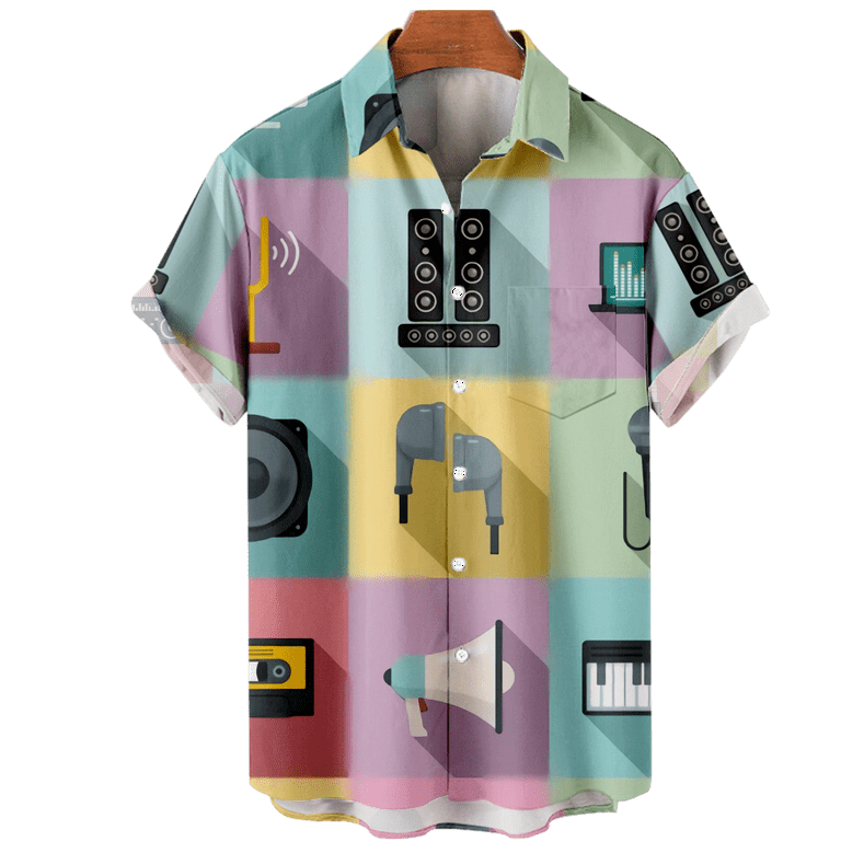 Obosoe Men's Short Sleeve Button Down Bowling Shirt