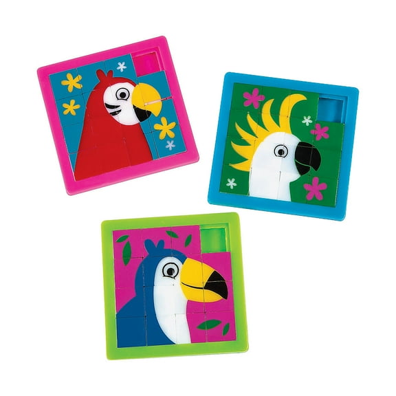 Fun Express Mini Tropical Bird Slide Puzzles - 12 Pieces