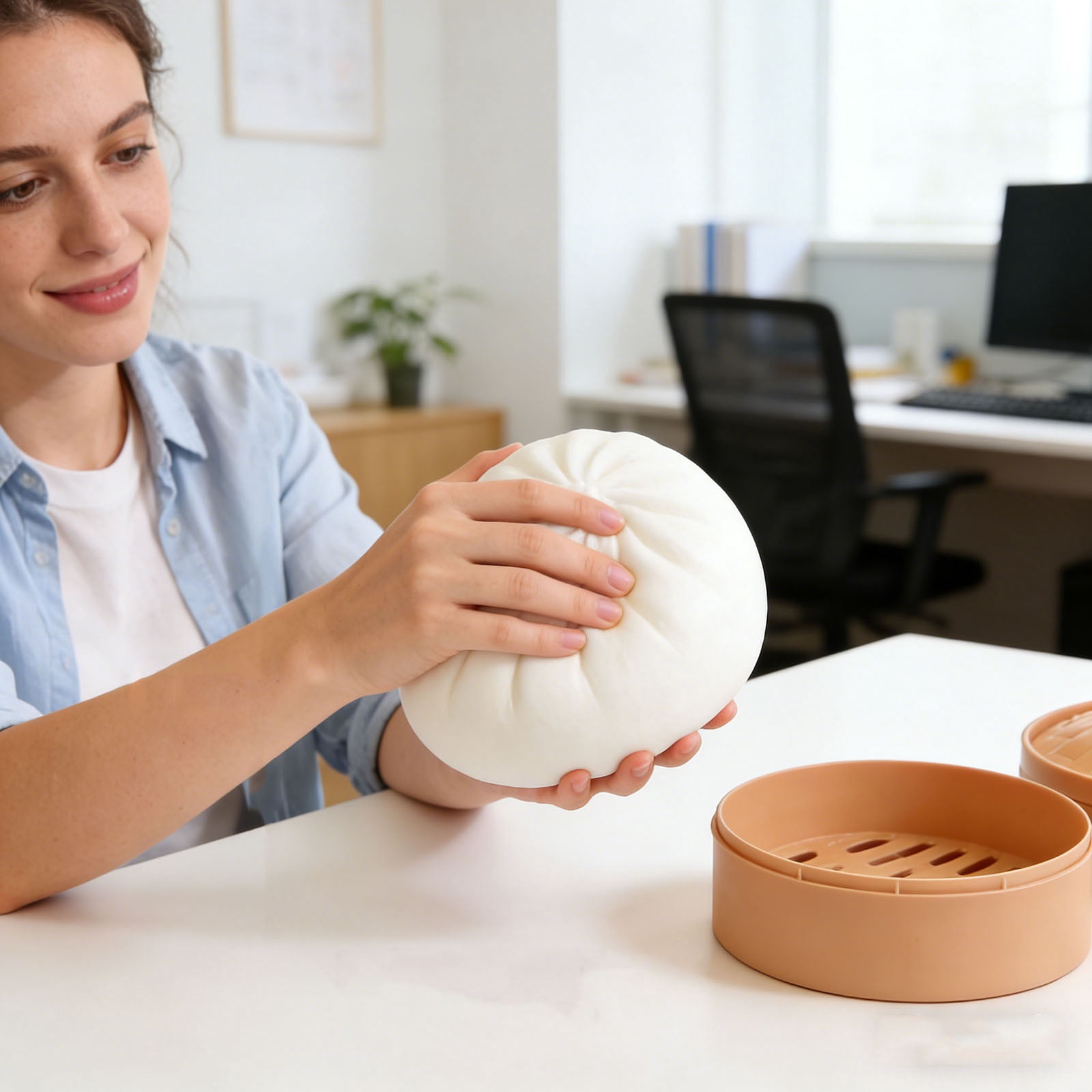Giant Dumpling Squishy 10 Inch Jumbo Dumpling Stress Ball Soft Squeeze Decompression Dough Anxiety Relief Fidget Toy