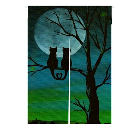 Night Door Curtain - GCKG Cute Cat Moon Night Doorway Curtain Japanese Noren Curtains Door Curtain Entrance Curtain Size 85x120 CM