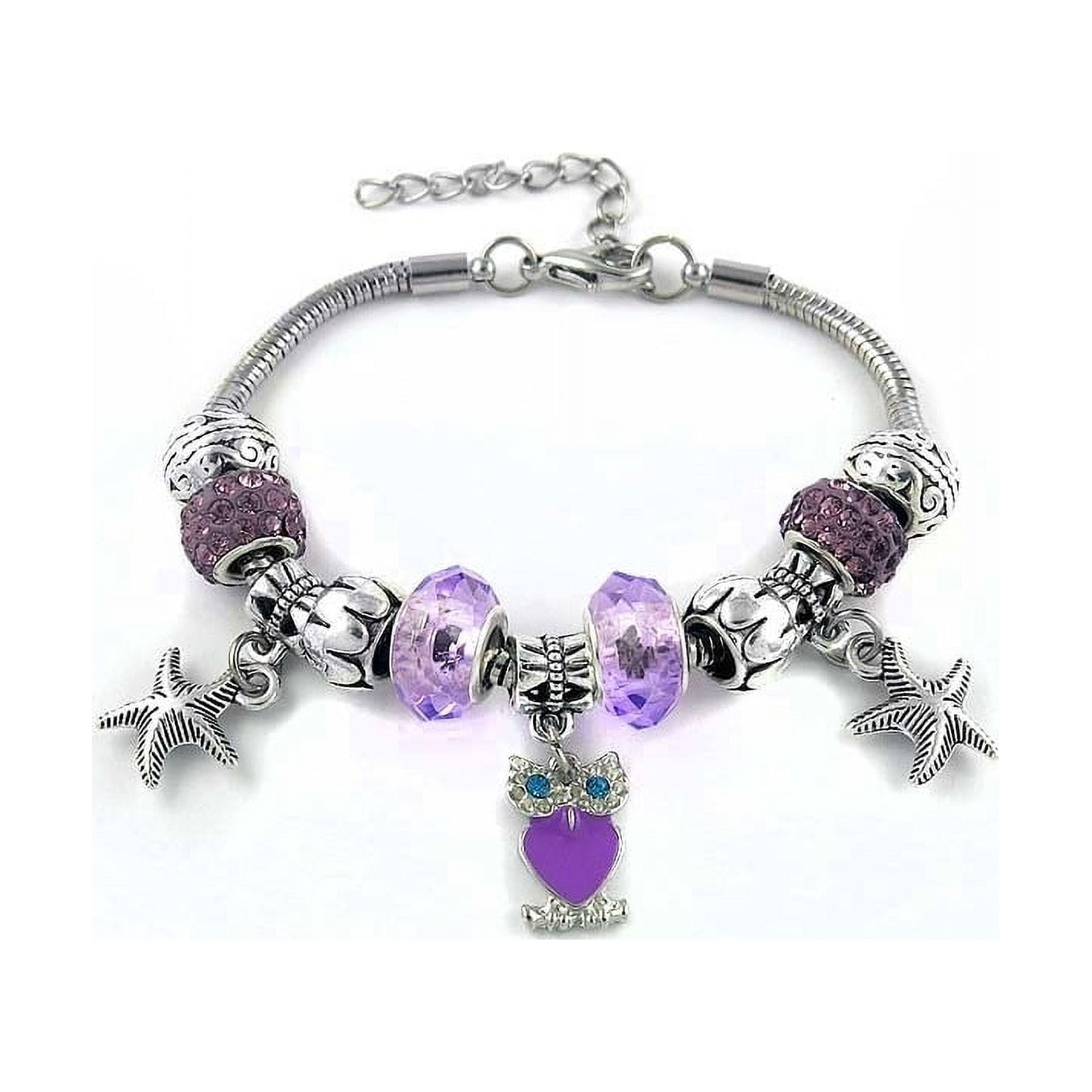Pink Muranno Charm Bracelet with Crystals from Swarovski
