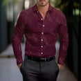 thumbnail image 2 of Stamzod Men Shirts Fashion Strip Printed Long Sleeve Button Down Shirt Men Oversized Dress Shirt for Wedding Party Wine M, 2 of 6