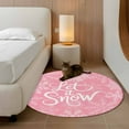 thumbnail image 2 of Winter Snow Round Area&nbsp;Rug 3ft Christmas Snowflakes Pink Vintage Decoration Non-Slip&nbsp;Washable Circle Rugs Soft Felt Indoor Floor Mat for Bedroom Kitchen Living Room Bathroom, 2 of 9